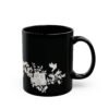 Black Floral Mug — White Rose & Blossom Coffee Cup (11oz/15oz)