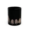 Black Ceramic Mug — Minimalist Pine Tree Forest Coffee Cup (11oz)