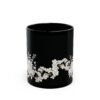 Black Floral Mug — White Rose & Blossom Coffee Cup (11oz/15oz)