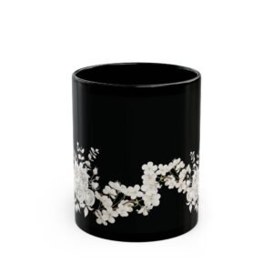 7177793164038627139_2048.jpeg Black Floral Mug — White Rose & Blossom Coffee Cup (11oz/15oz)