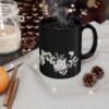 Black Floral Mug — White Rose & Blossom Coffee Cup (11oz/15oz)