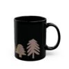 Black Ceramic Mug — Minimalist Pine Tree Forest Coffee Cup (11oz)